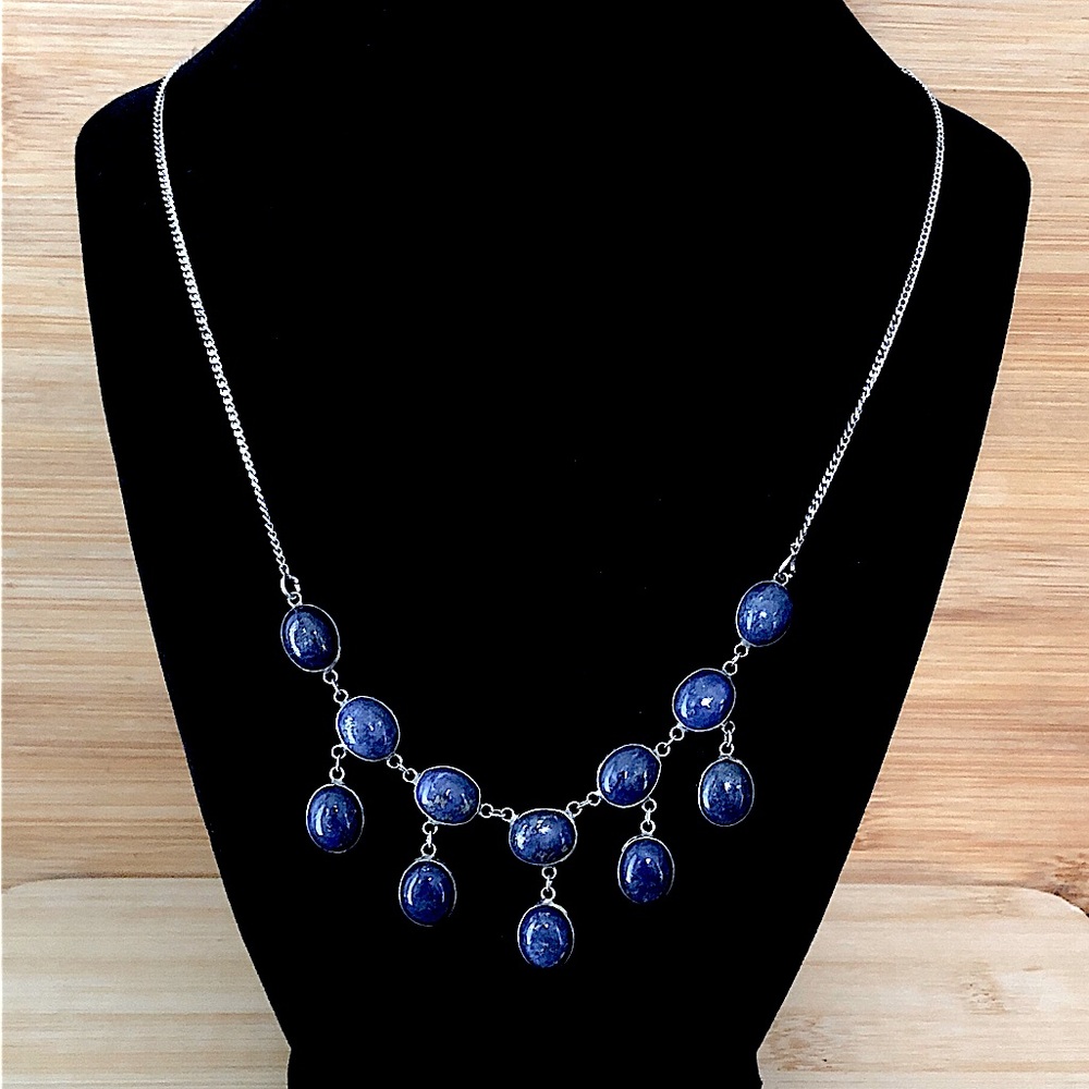$79  Lapis Estate Necklace  Sterling Silver  Marked 925